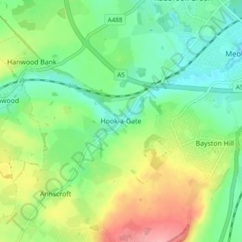 Hook-a-Gate topographic map, elevation, terrain