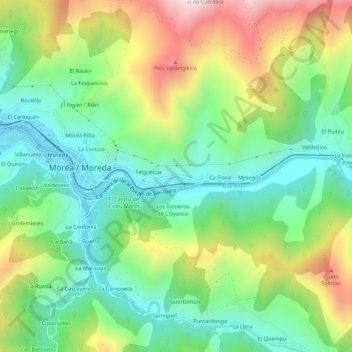 Oyanco topographic map, elevation, terrain
