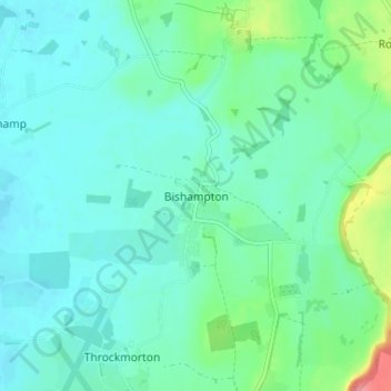 Bishampton topographic map, elevation, terrain