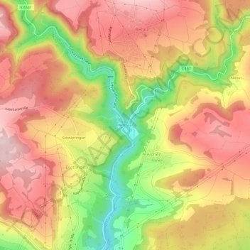 Witznau topographic map, elevation, terrain
