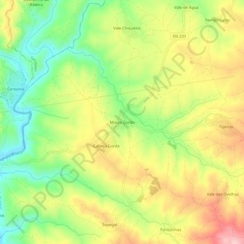 Monte Gordo topographic map, elevation, terrain