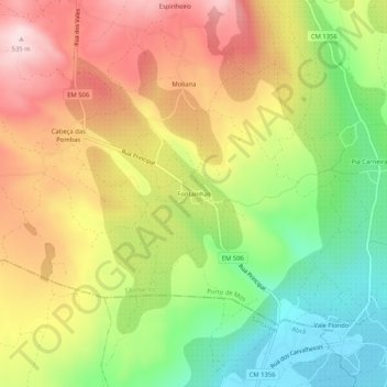 Fontainhas topographic map, elevation, terrain