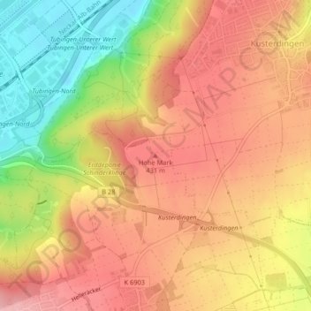 Hohe Mark topographic map, elevation, terrain