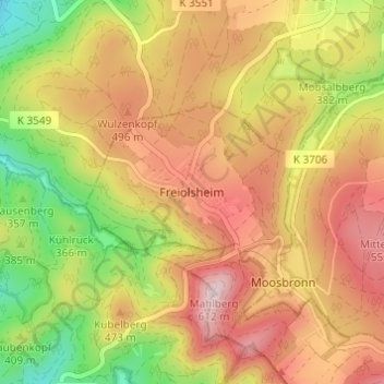 Freiolsheim topographic map, elevation, terrain