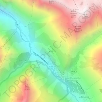 Le Puy topographic map, elevation, terrain