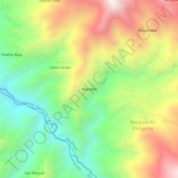 Marcella topographic map, elevation, terrain