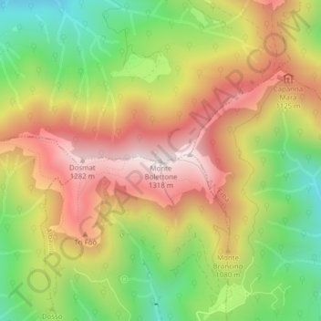 Monte Bolettone topographic map, elevation, terrain