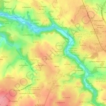 Le Bignon topographic map, elevation, terrain