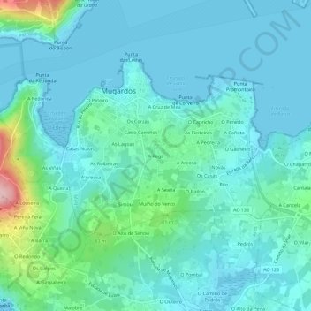 A Rega topographic map, elevation, terrain