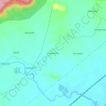 Kadambera topographic map, elevation, terrain