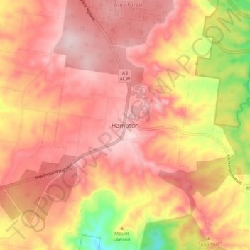 Hampton topographic map, elevation, terrain