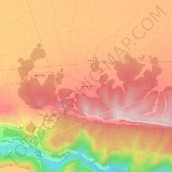 La Pared topographic map, elevation, terrain