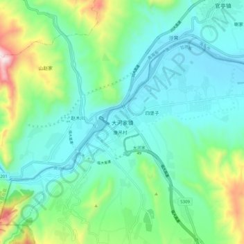 大河家镇 topographic map, elevation, terrain