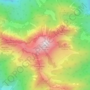 Hochgern topographic map, elevation, terrain