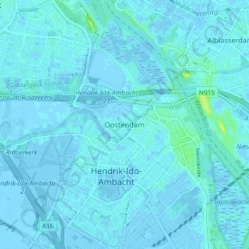 Oostendam topographic map, elevation, terrain