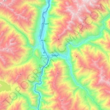 Khorugh topographic map, elevation, terrain
