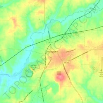 Greencastle topographic map, elevation, terrain