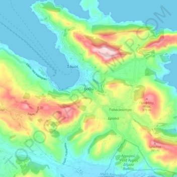 Vathy topographic map, elevation, terrain
