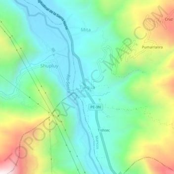 Tingua topographic map, elevation, terrain