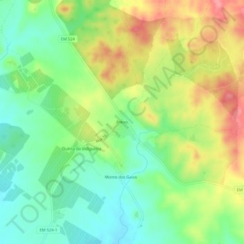 Freixo topographic map, elevation, terrain