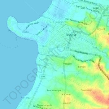 Demaan topographic map, elevation, terrain