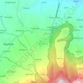 Kopeng topographic map, elevation, terrain
