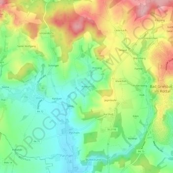 Amsham topographic map, elevation, terrain