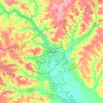 Augusta topographic map, elevation, terrain