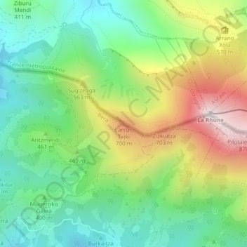 Larrun Txiki topographic map, elevation, terrain