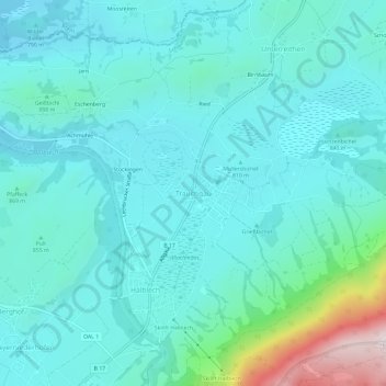 Trauchgau topographic map, elevation, terrain