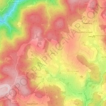 Rütte topographic map, elevation, terrain