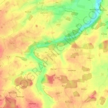 Peterskirchen topographic map, elevation, terrain