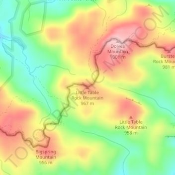 Little Table Rock Mountain topographic map, elevation, terrain
