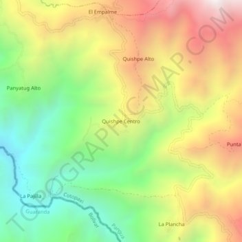Quishpe Centro topographic map, elevation, terrain
