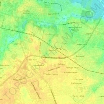 Englewood topographic map, elevation, terrain