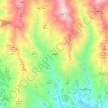 Los Díaz topographic map, elevation, terrain