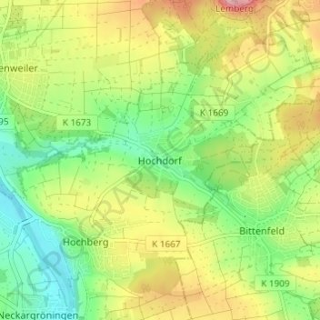 Hochdorf topographic map, elevation, terrain