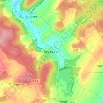 Seibelsdorf topographic map, elevation, terrain