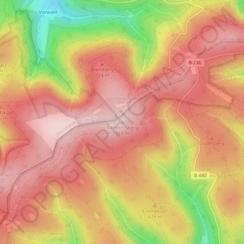 Albrechtsberg topographic map, elevation, terrain