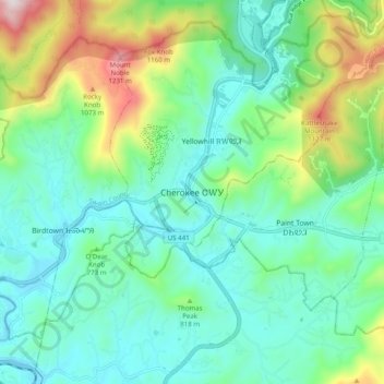Cherokee topographic map, elevation, terrain