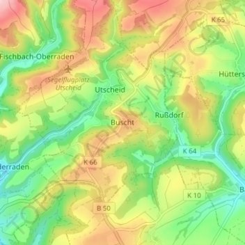 Buscht topographic map, elevation, terrain