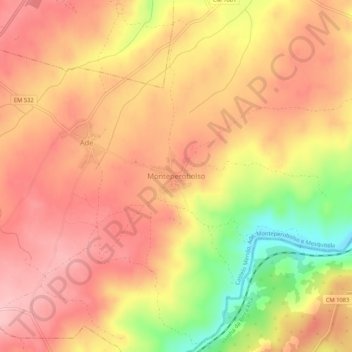 Monteperobolso topographic map, elevation, terrain