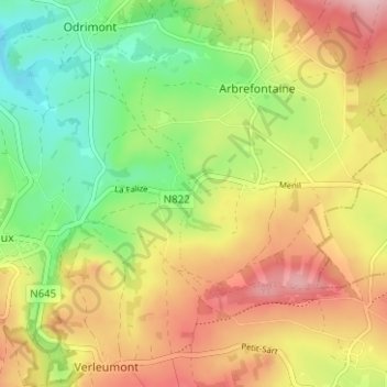 Gernechamps topographic map, elevation, terrain