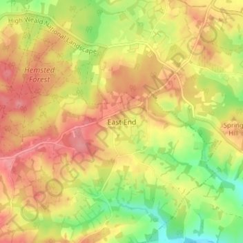 East End topographic map, elevation, terrain