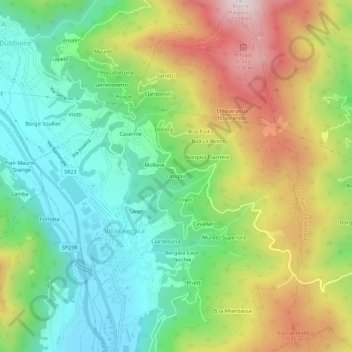 Droglia topographic map, elevation, terrain