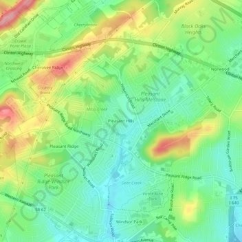 Pleasant Hills topographic map, elevation, terrain