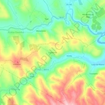 Carneiros topographic map, elevation, terrain