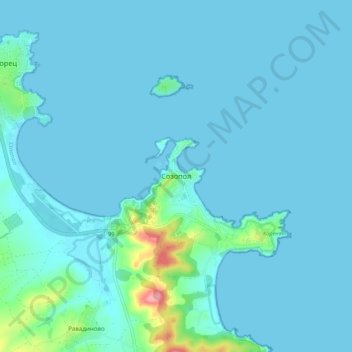 Sozopol topographic map, elevation, terrain