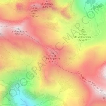 Pic de Vallonpierre topographic map, elevation, terrain