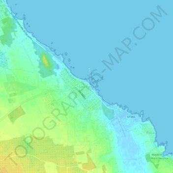 San Foca topographic map, elevation, terrain